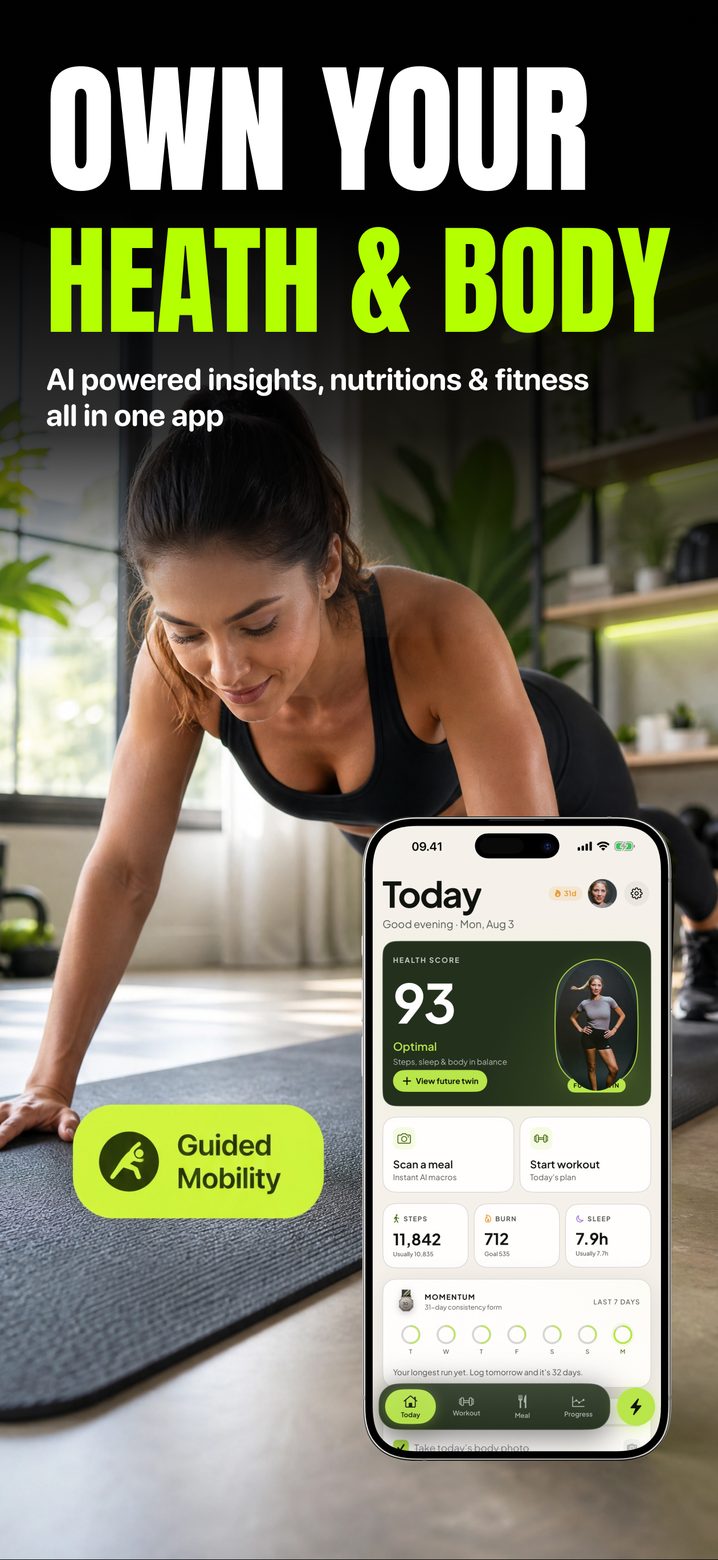 App Store screenshot: own your health and body.